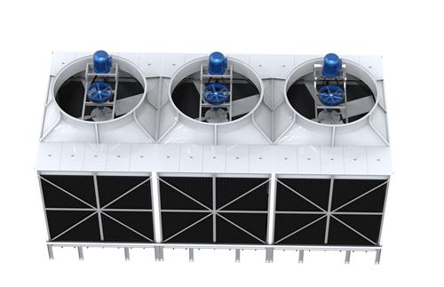 What are the structural characteristics of a cross-flow square cooling tower