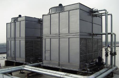 What material is good for the shell of a closed cooling tower and the winter antifreeze warning