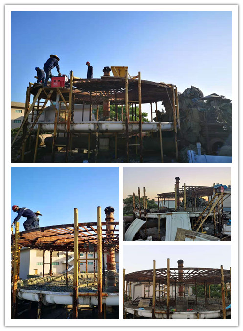 On-site cleaning before cooling tower renovation project